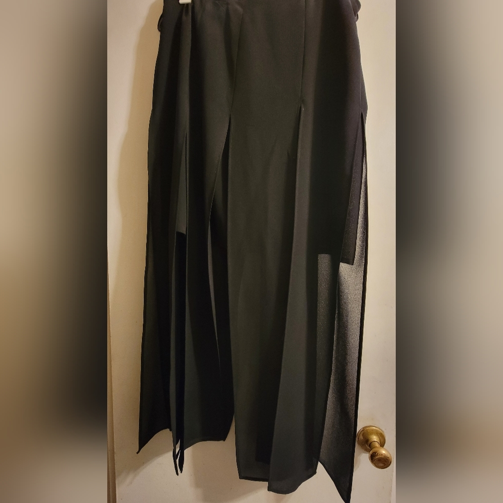 Black Women's Layered Sheer Panel Skirt